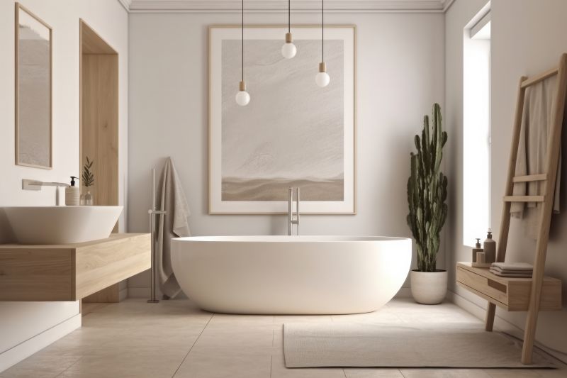 Contemporary Bathroom with Freestanding Tub